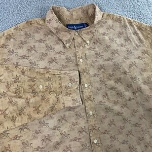 Ralph Lauren Equestrian‎ Print Shirt Mens 2XL Vintage Button Down AOP